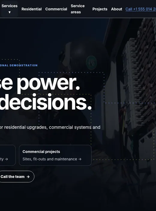 Electrical homepage screenshot