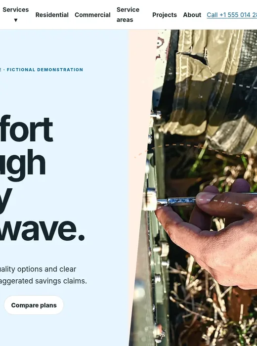 HVAC homepage screenshot