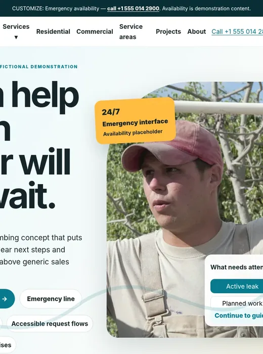 Plumbing homepage screenshot
