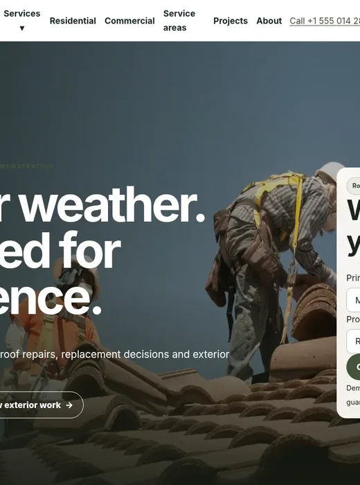 Roofing homepage screenshot