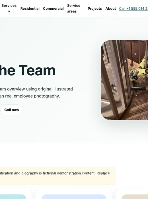 Team page screenshot